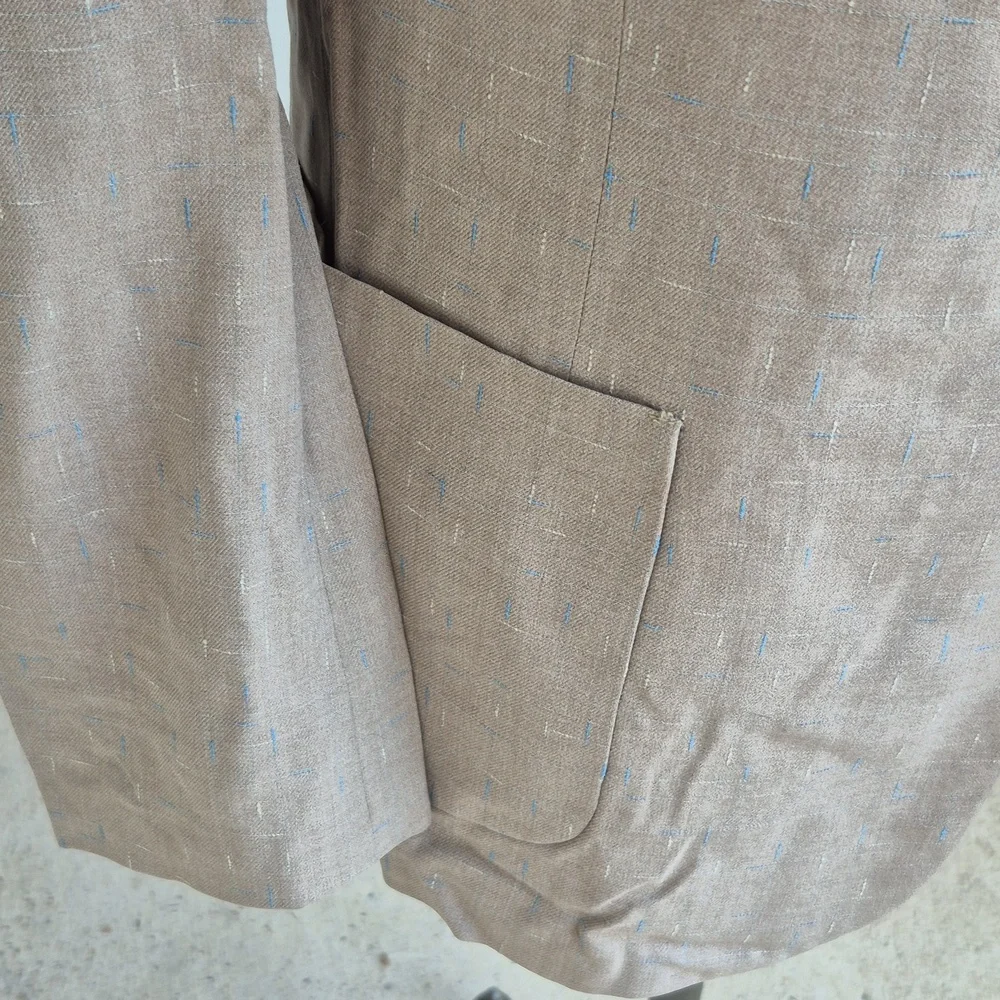 1950S PS Northcool Beige Blue White Flecked Weave‎ 39 R Mens Sport Coat VTG RARE